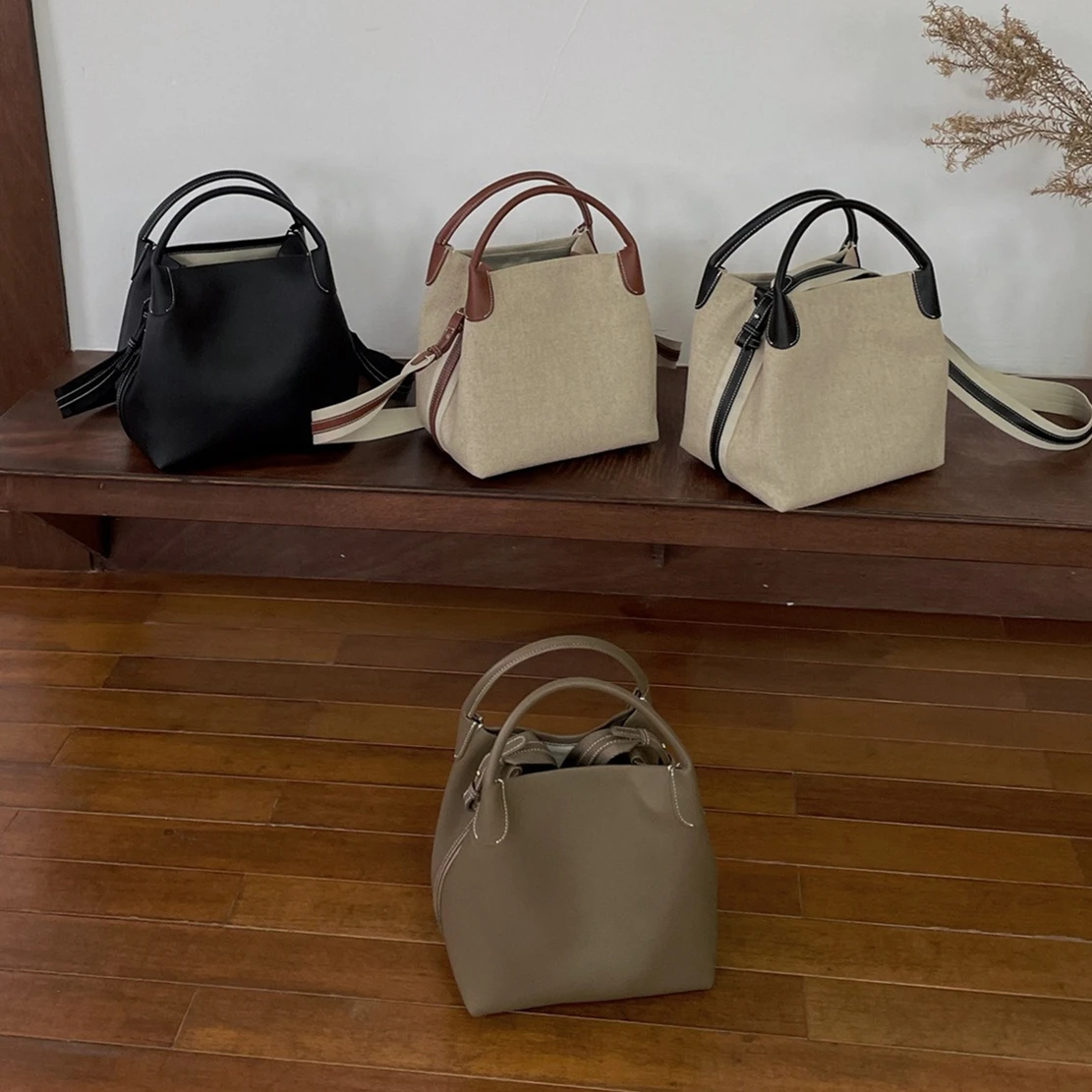 

Elmsk Retro Cowhide Bag Leisure Large Capacity Vegetable Basket Niche Design Crossbody Handbag Women