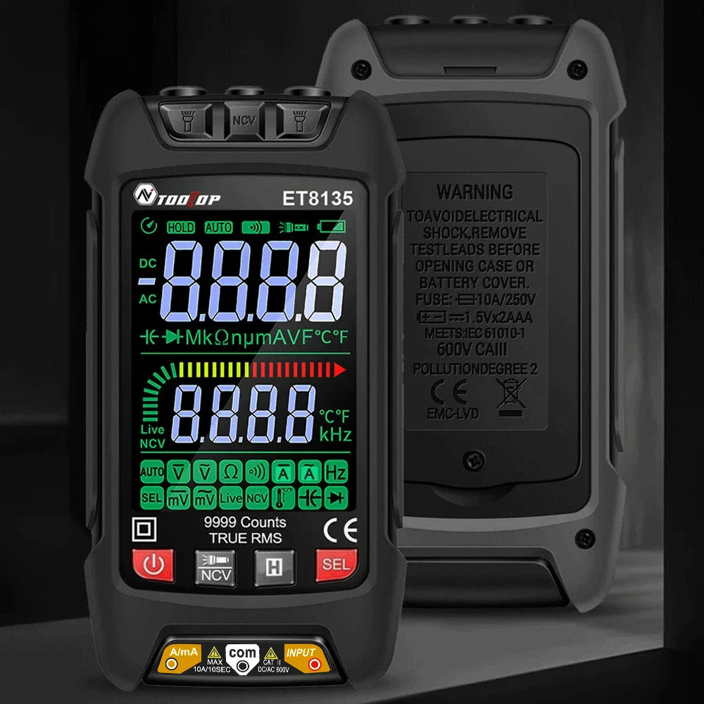 TOOLTOP ET8135 1000V True RMS Digital Multimeter 9999 Counts High-Precision AC DC Voltage NCV Test Automatic Range Multimeter 5