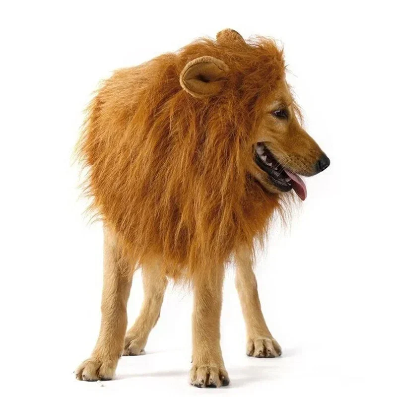Neue süße Haustier Hund Cosplay Kleidung Kostüm Löwe Mähne Winter warmes Haustier für große Hunde Party Dekoration mit Ohr Haustier Zubehör – Detail 6