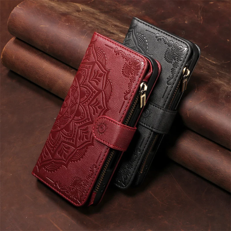 Luxury Long Strap Zipper Leather Wallet Case and Cover