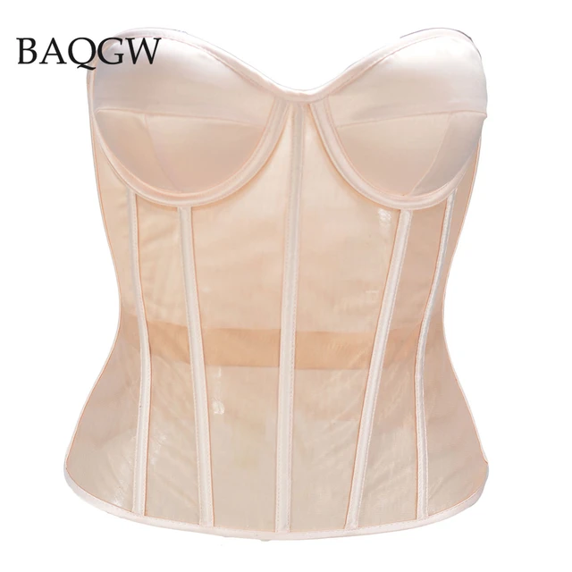 Sexy Black Transparent Bra Mesh Push Up Bralet Women's Tube Top