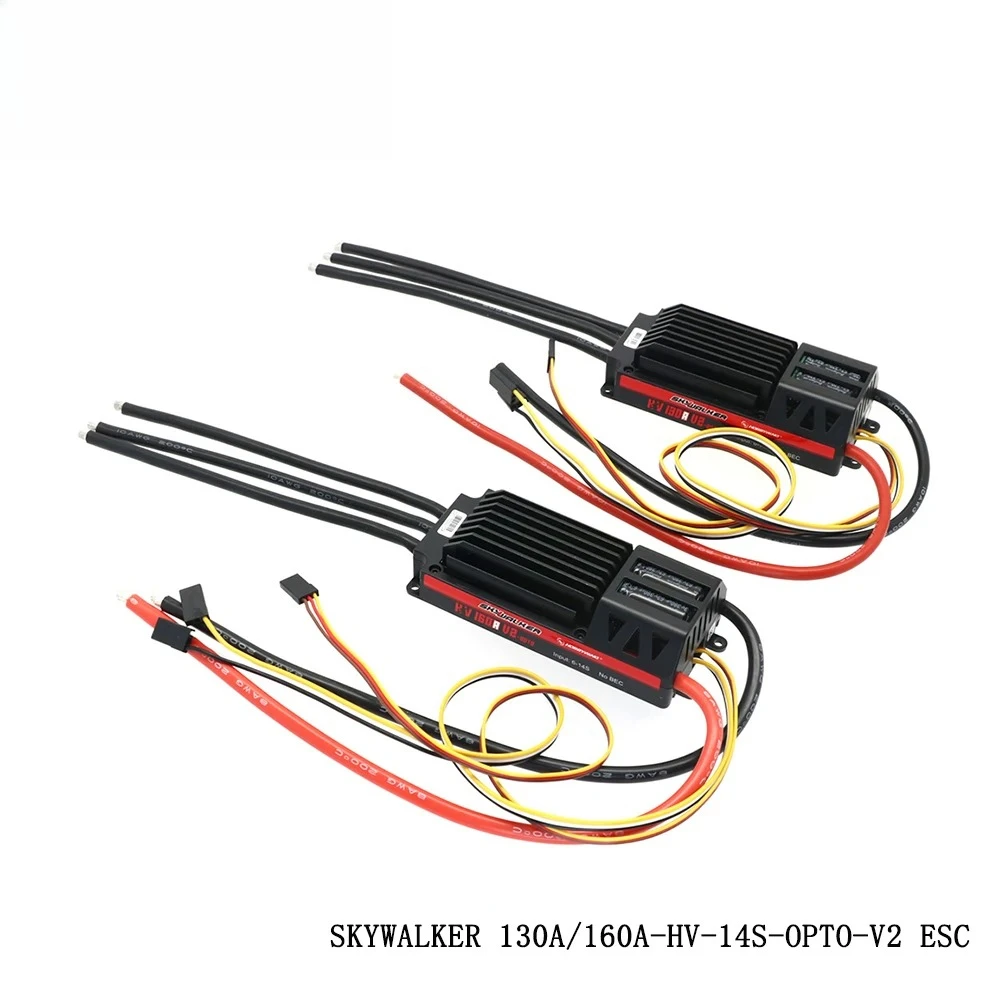 Vue latérale du contrôleur de vitesse ESC sans balais Hobbywing Skywalker 130A/160A HV OPTO V2 montrant son profil fin