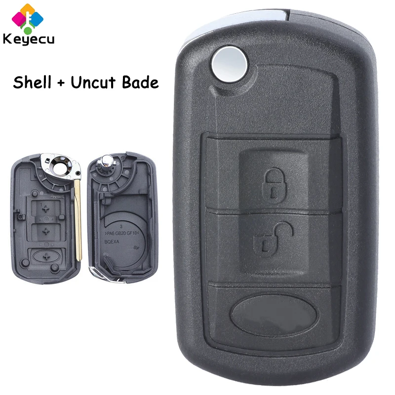 

KEYECU Flip Remote Car Key Shell Case With Uncut Blade 3 Buttons Fob for Land Rover Range Rover Sport LR3 Discovery 1997-2009