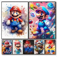 1PC Bandai Anime Cute Character Super Mario Poster Self-adhesive Art Waterproof Paper Sticker Coffee House Bar Room Wall Decor 1