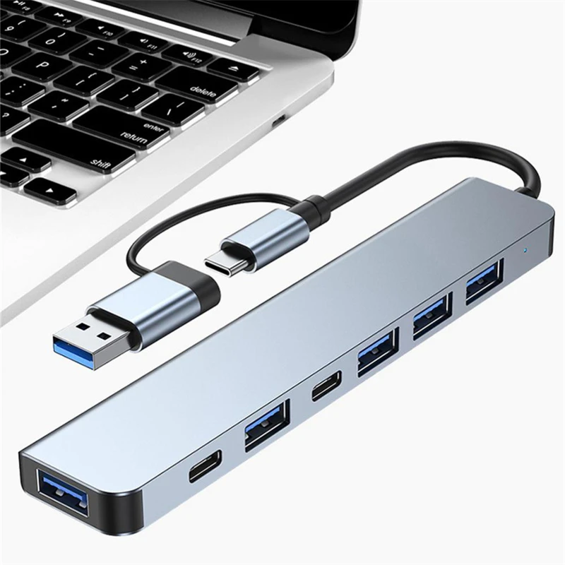 USB C Hub 7 Ports USB Type C to 3.0 Dock Station Splitter Adapter for MacBook Pro iPad Pro Samsung Galaxy Note Hub