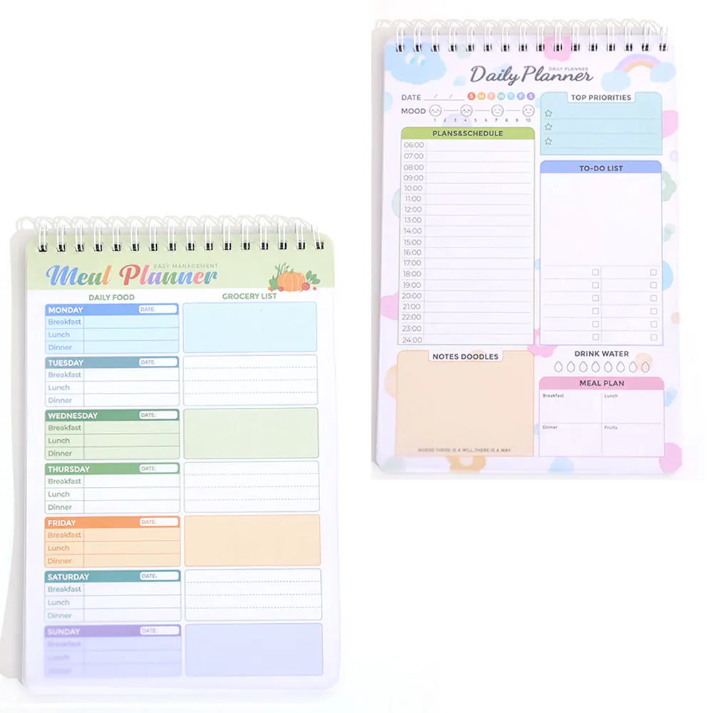 32sheets Cute Daily Planner Meal Planner Schedules Transparent PVC Hardcover Top Priorities Notepad Organizer Meal Plan Notebook schedule notebook,notebook diary journal,notebook diary,small notebook,undated notepad,hardcover notebook