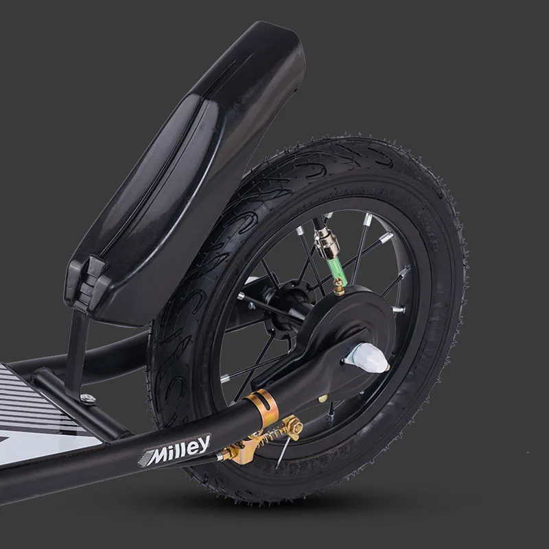 Kick Scooter Kids and Teens Folding Design 12 Inch Wheels Air-Filled Tires Wide Foot Deck Brakes