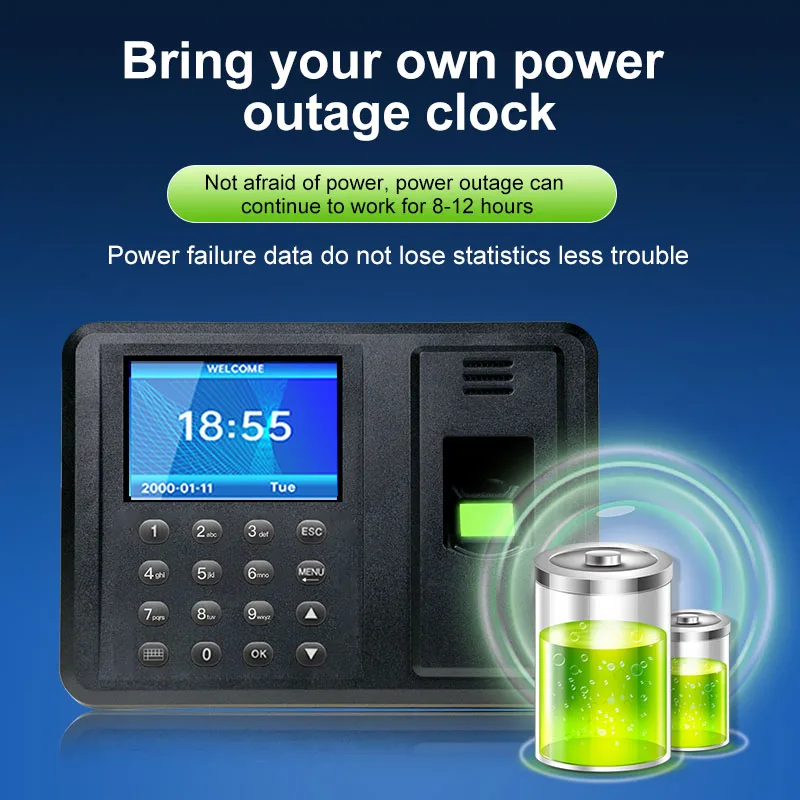 Biometric Fingerprint Attendance Machine 2.8 "USB Finger Scanner Attendance Card Locker Security System Freeware Password