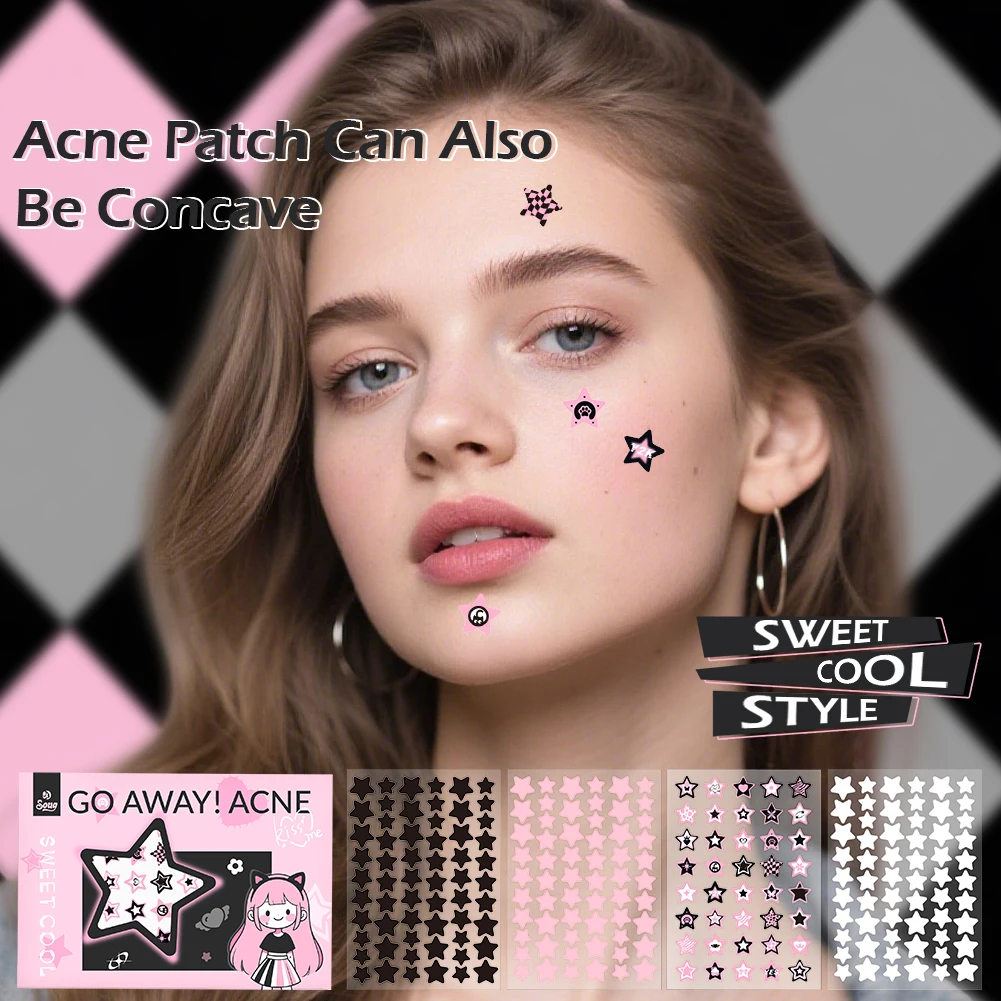 220pcs Stars Acne patch Acne removal Concealer Invisible Spots Covering patch Y2K Sweet & cool style Acne mark patch makeup tool