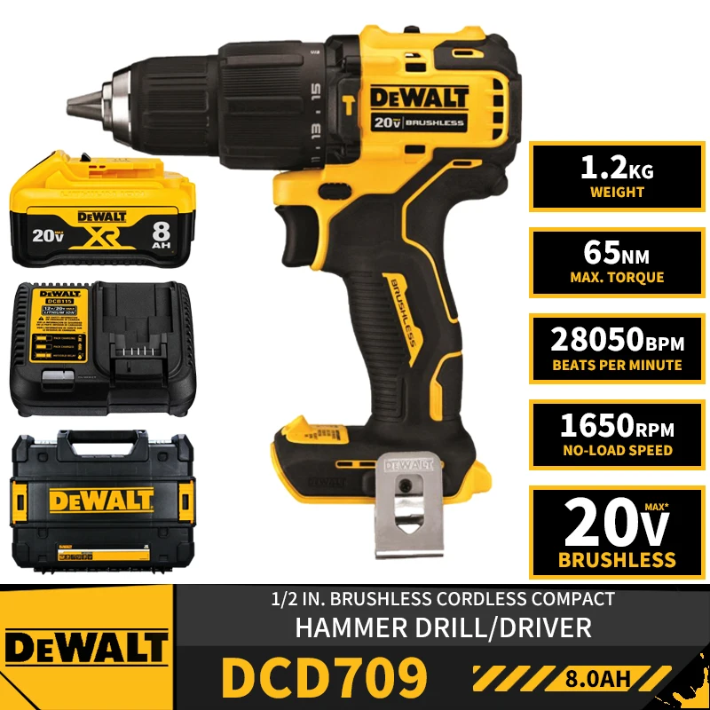 undgå Villain inden længe Dewalt Dcd709 1/2in Brushless Cordless Compact Hammer Impact Drill Driver  20v Lithium Power Tools With Battery Charger - Electric Drill - AliExpress