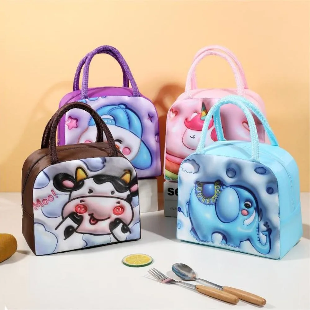 

Stereoscopic Vision 3D Printed Pattern Lunch Bag Large Capacity Waterproof Handbag 3D Oxford Cloth Thermal Bag Student