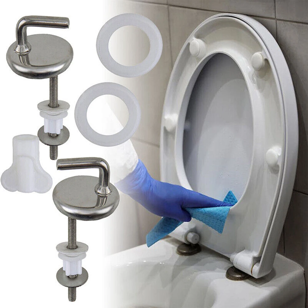 2Pcs Toilet Seat Hinge Stainless Steel Toilet Cover Mounting Connector Lid Hinge Mounting Fittings Replacement Parts toilet seat accessories toilet hinge replacement