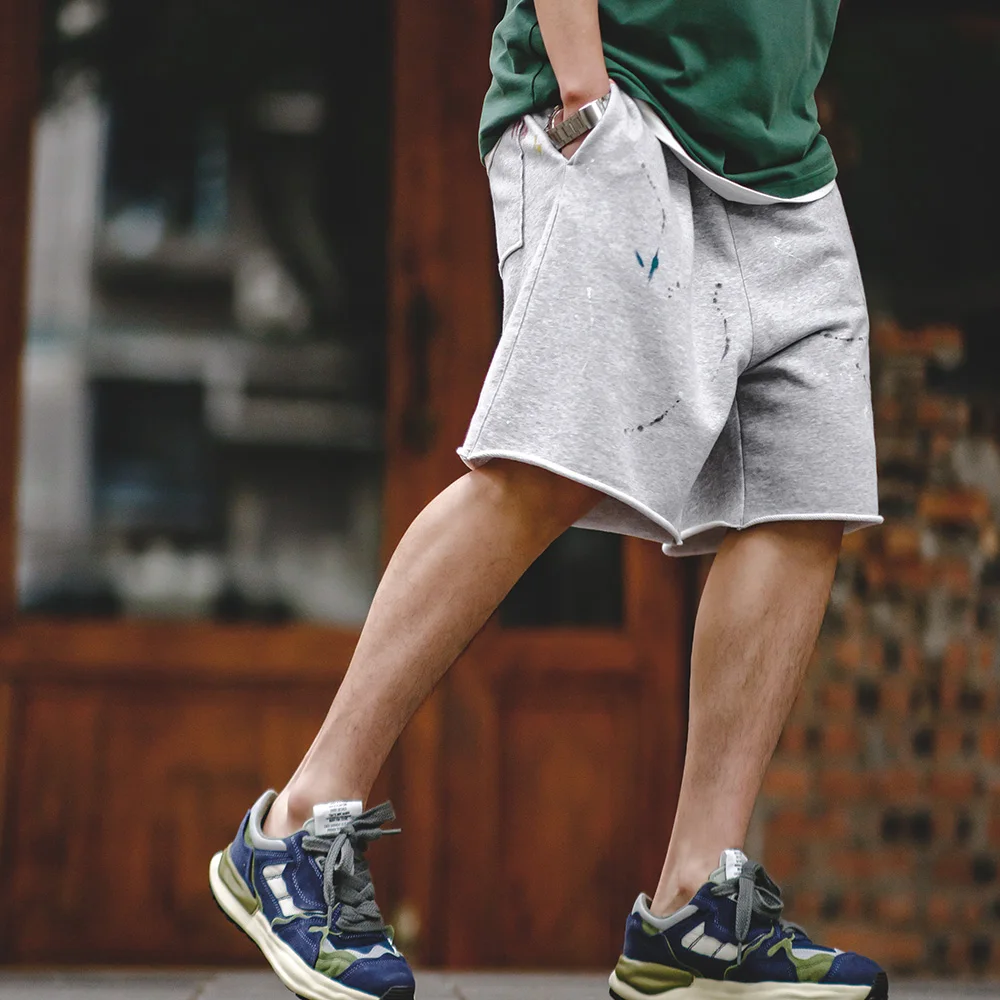 Maden Splash Ink Gray Casual Sweatpants for Men Summer Loose