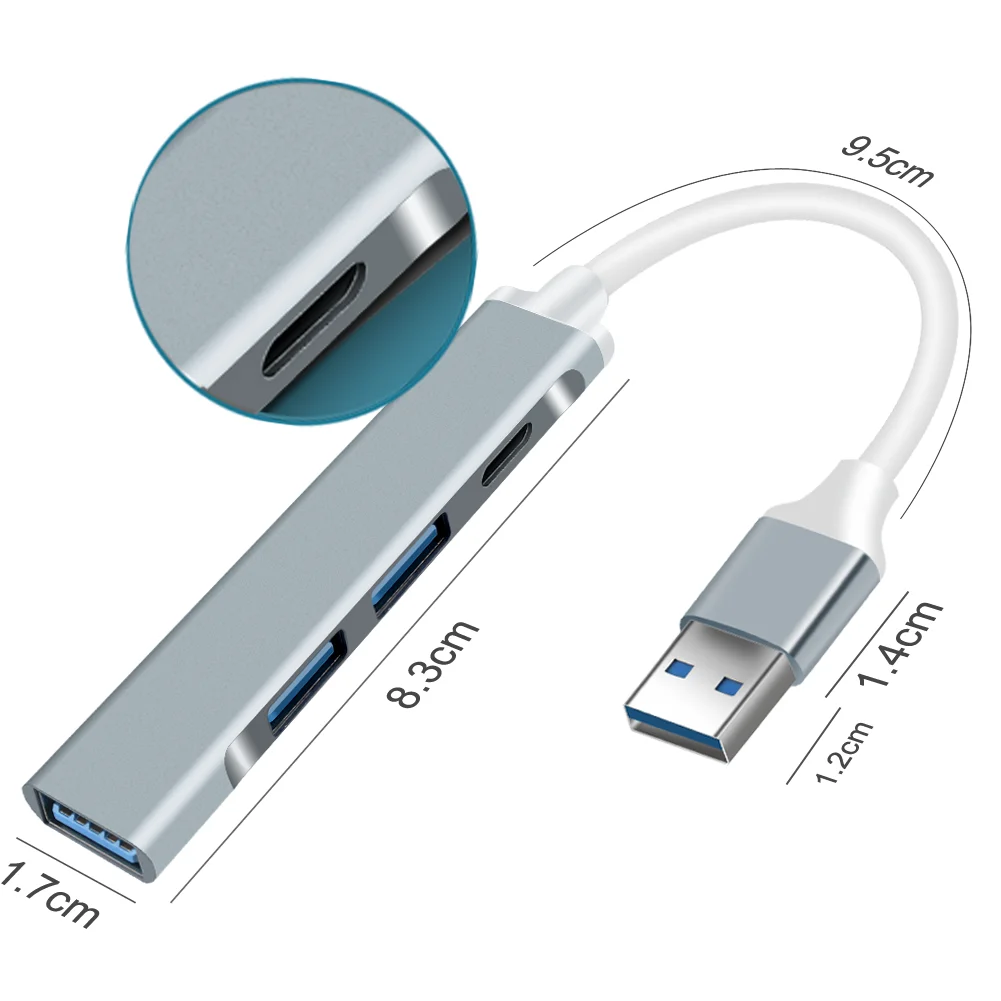 HUB USB tipo C 3,0 3,1, adaptador divisor múltiple de 4 puertos OTG para Xiaomi, Lenovo, Macbook Pro, 13, 15, Air Pro, ordenador PC