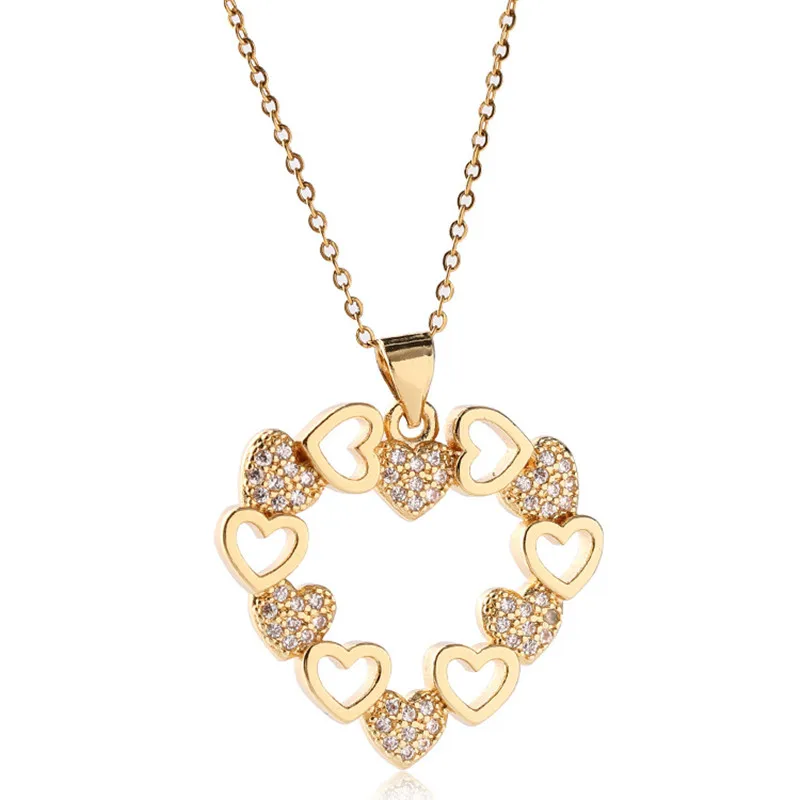 

Necklace Women's 18k Gold Plated Colored Zircon Crystal Heart Popular Fashion Jewelry Couple Gift