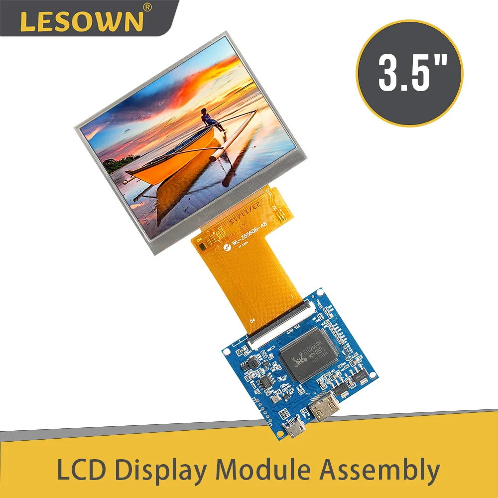 LESOWN 미니 LCD 스크린 모듈, 3.5 인치 IPS 패널, HD 640x480 해상도, 300 니트, HDMI 인터페이스 디스플레이, 라즈베리 파이 계기용