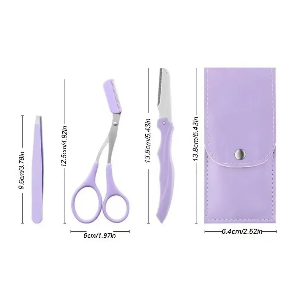 Shaping Beauty Tool Stainless Steel Eyebrow Trimming Suit Portable Safety Eyebrow Comb Smooth Hair Removal Tweezers Men