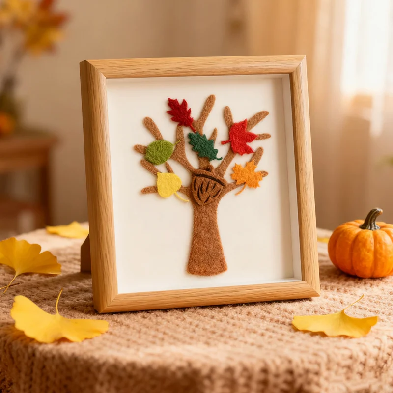 96-teiliges handgefertigtes DIY-Filzbaum-Ahornblätter-Bastelset für Herbst, Thanksgiving, Partygeschenke, Geschenk, Weihnachten, Zuhause, Zimmer, Wandbehang, Dekor – Detail 5