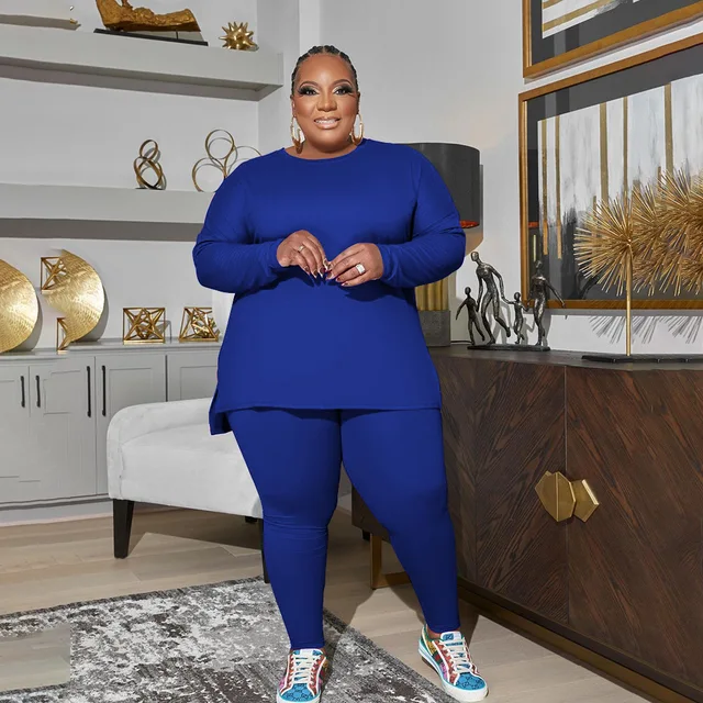 Velour Tracksuit Sets Sweatpants Piece Tracksuit Plus Size Plus