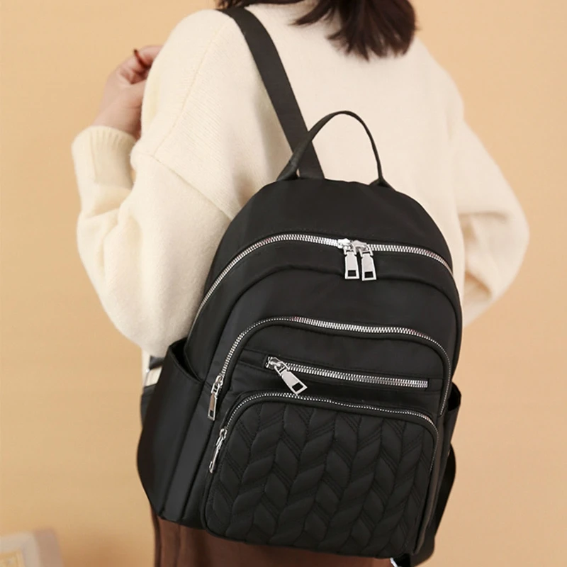 School Bag Small Backpack Purse Quilted Travel Daypack for Women Girls Teenager Student Multiple Pockets