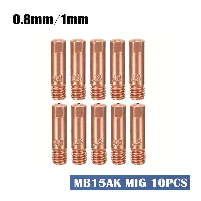 

10pcs/set MB-15AK M6*25mm MIG/MAG Welding Torch Contact Tip Gas Nozzle 0.8mm 1mm 1.2mm WelderNozzle Tip