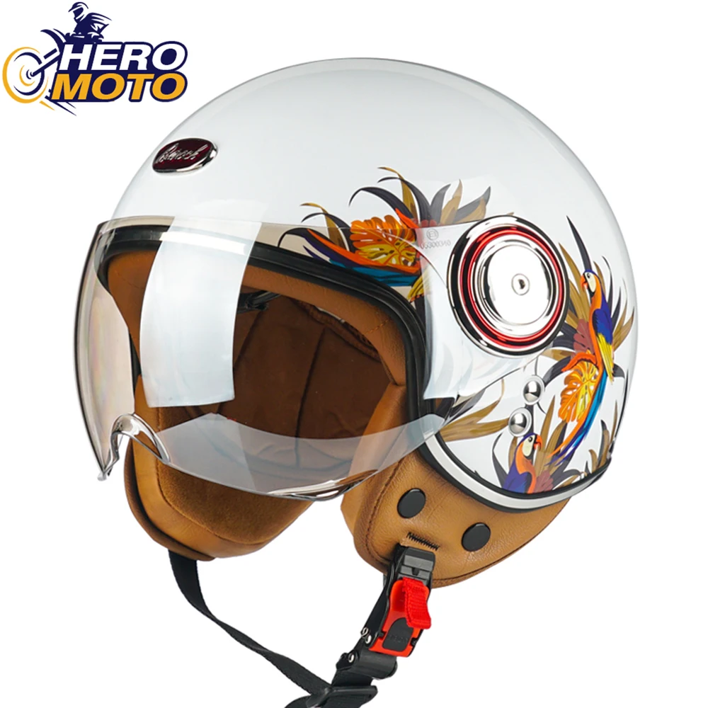 

BEON Motorcycle Helmet Vintage Moto Helmet Moto Capacete De Moto Moto Scooter Motorbike Helmet Men Women Chopper 3/4 Open Face