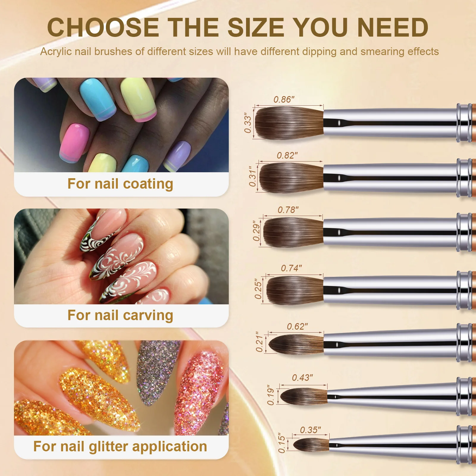 100% Pure Kolinsky Nail Brush Silver UV Gel Polish Nail Art Extension Builder Manicure Nail Pen Painting Drawing Brushes 4