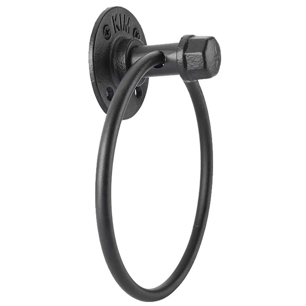 

Modern Circle Towel Hanger Retro Iron Hanging Ring Washcloths Rack For Bathroom