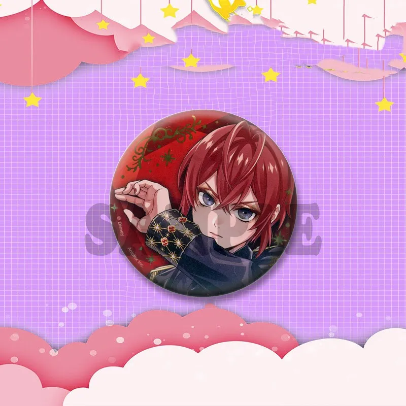 Game Twisted Wonderland Round Badge Cartoon Boys Idia Shroud Riddle Lilia Vanrouge Brooch Backpack Clothes Decoration Pins Gifts