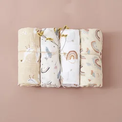 Vibrant Rainbow Bamboo - Cotton Baby Swaddle & Towel Gift Set - 4 PCS - 4PCS (KB003 - BC26272832)