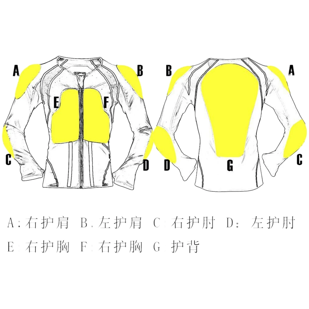 오토바이 라이딩 슈트 통기성 안티폴 재킷 모토크로스 아머 가슴 어깨 팔꿈치 보호대 스키 보호 장비 아머 슈트