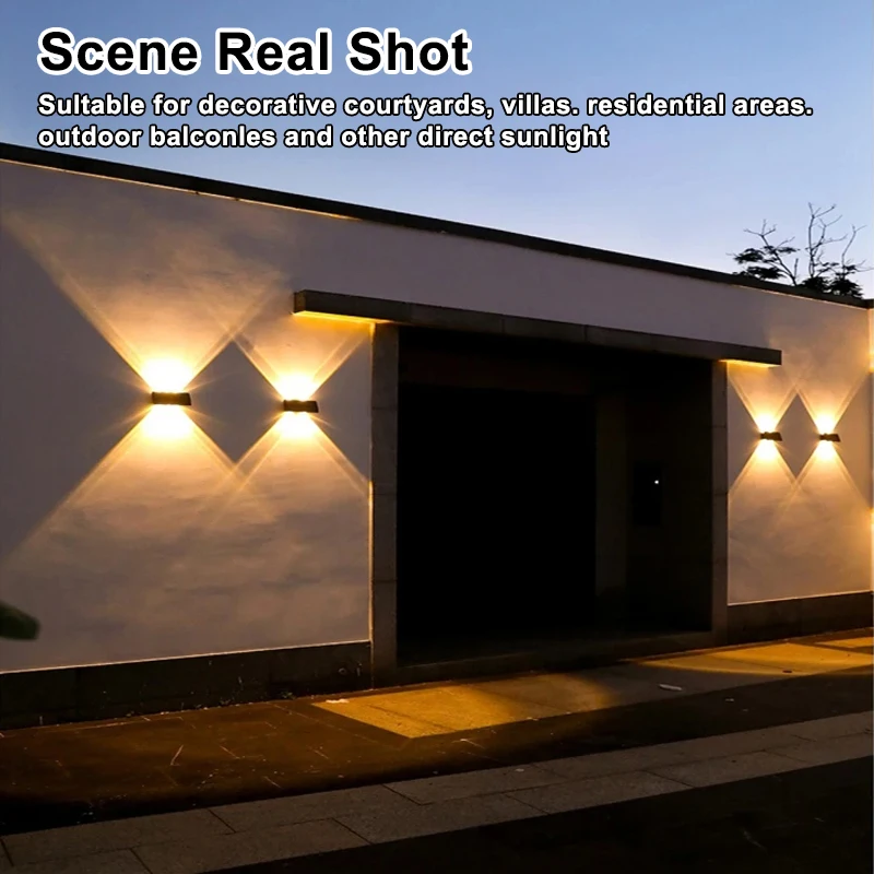 1-5 Pcs Solar LED Wall Light Outdoor Waterproof Up and Down Lights 4/6 LED Fence Lighting for Wall Balcony Courtyard Garden