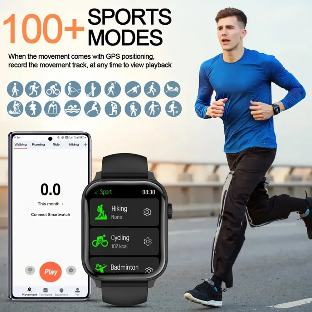 2025 New GPS Sports Smart Watch Outdoor Sports Waterproof Watch Compass 24 Hours Heart Rate Monitor Bluetooth Call Smartwatch