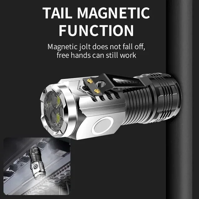 Three-Eyed Monster Mini Flash Super Power Flashlight Rechargeable Portable Outdoor Lighting Long-Range Powerful Flash Lights - Image 5