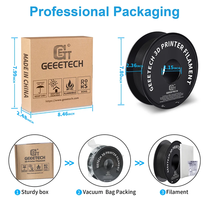 Geeetech 3d Impressora Filamento Fosco Pla Plástico 1kg 1.75 mm Emaranhado-livre 3d Impressão Consumíveis Embalagem a Vácuo Transporte Rápido - Imagem 6