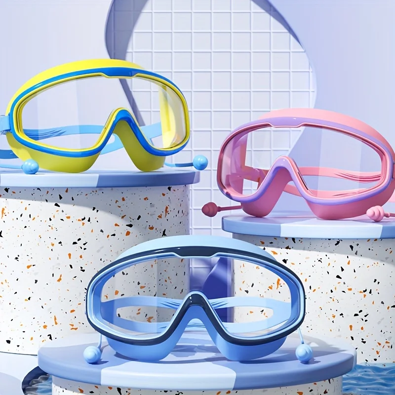 Large Frame Swimming Goggles HD Waterproof And Anti-fog Swimming Glasses Ear Plugs Nose Clip Set Equipment