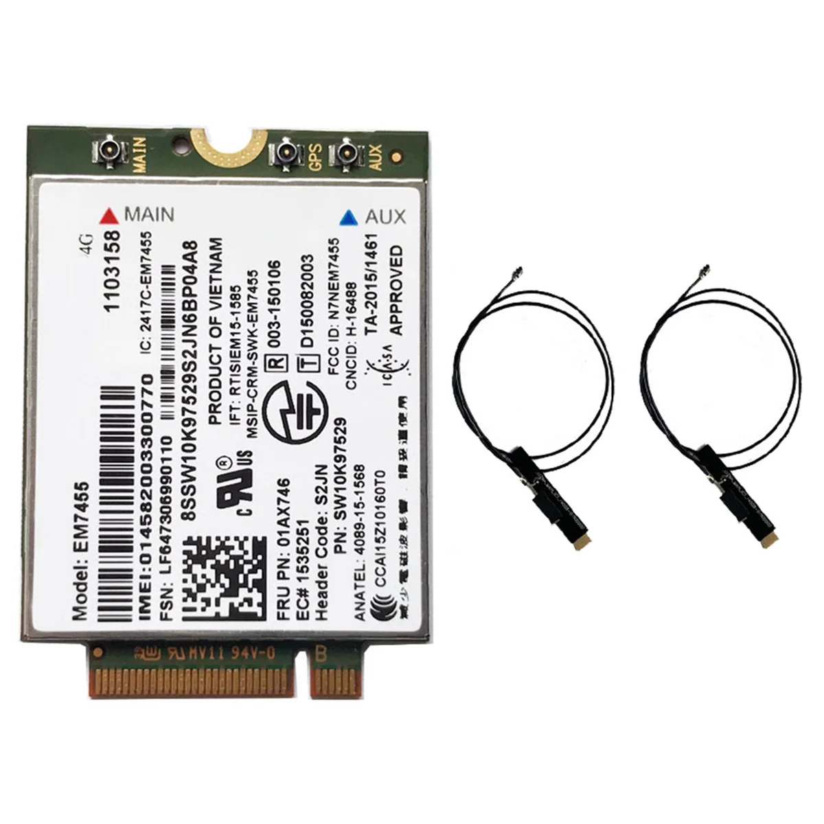 

Карта EM7455 01AX746 LTE 3G 4G + 2-антенна для Thinkpad X1 Carbon 5-го поколения X270 T470 T470S T470P T570 L570 L470 P51 P71