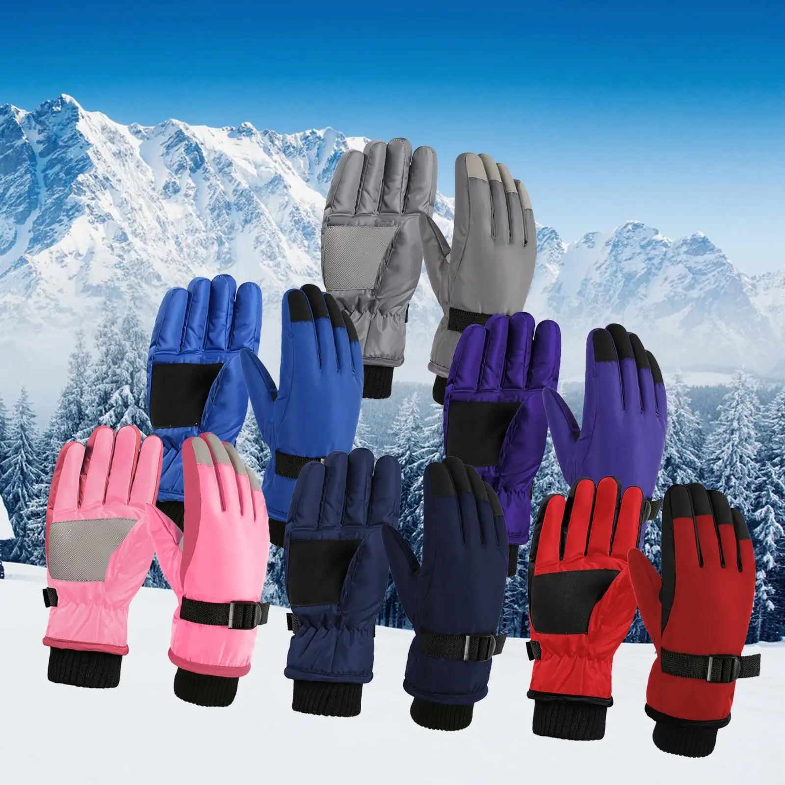 어린이용 겨울 장갑, 두꺼운 이너 플러시 장갑, 추운 날씨용 스노우 스키 장갑, 하이킹 워킹 스노우보드 러닝 스키 장갑