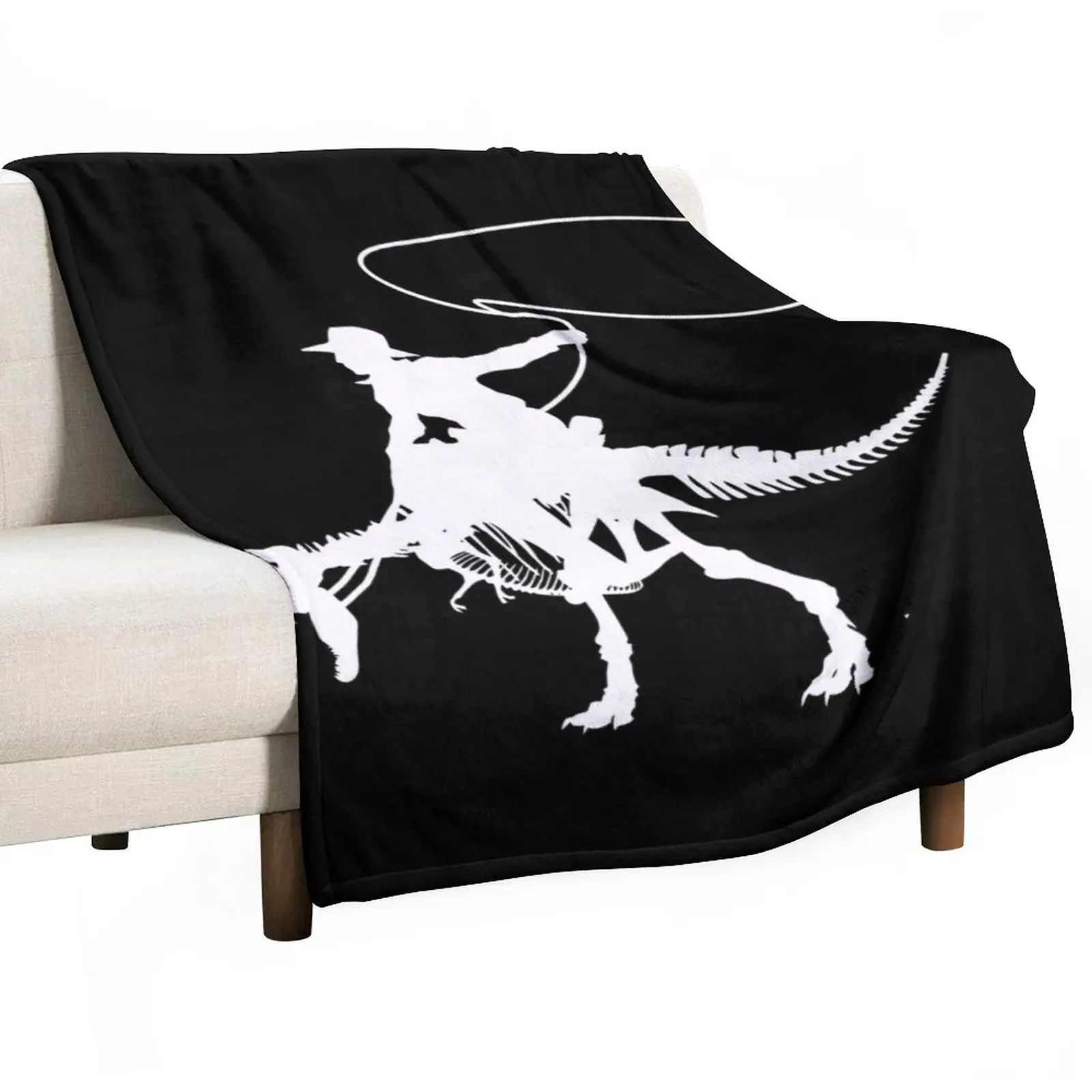 

dinosaur and cowboy white silhouette Throw Blanket Softest Blanket Sofa Blankets