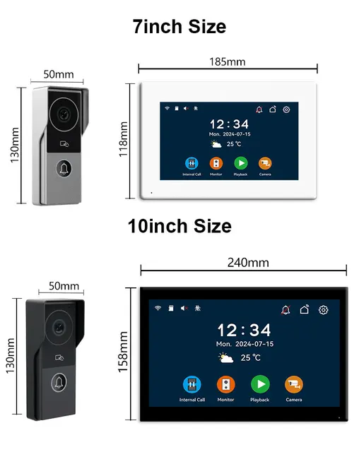 2 Wire Doorbell Video Intercom System for Home Metal Door Phone Support IP Camera Tuya Smart 1080P 5
