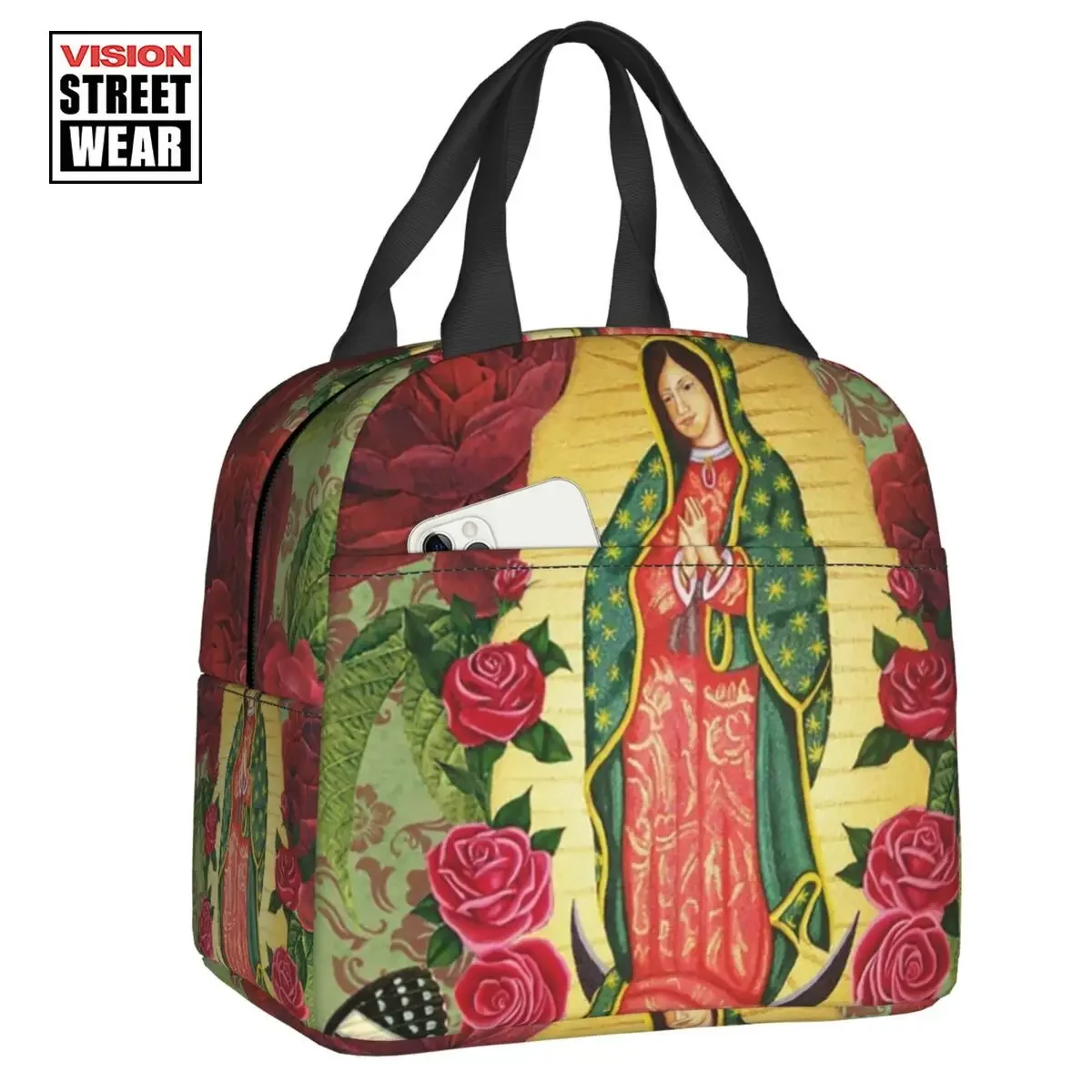 

Термальная изолированная сумка для ланча Our Lady Of Гвадалупе, Женский католический мексиканский портативный контейнер для ланча для школы, ящик для хранения продуктов питания