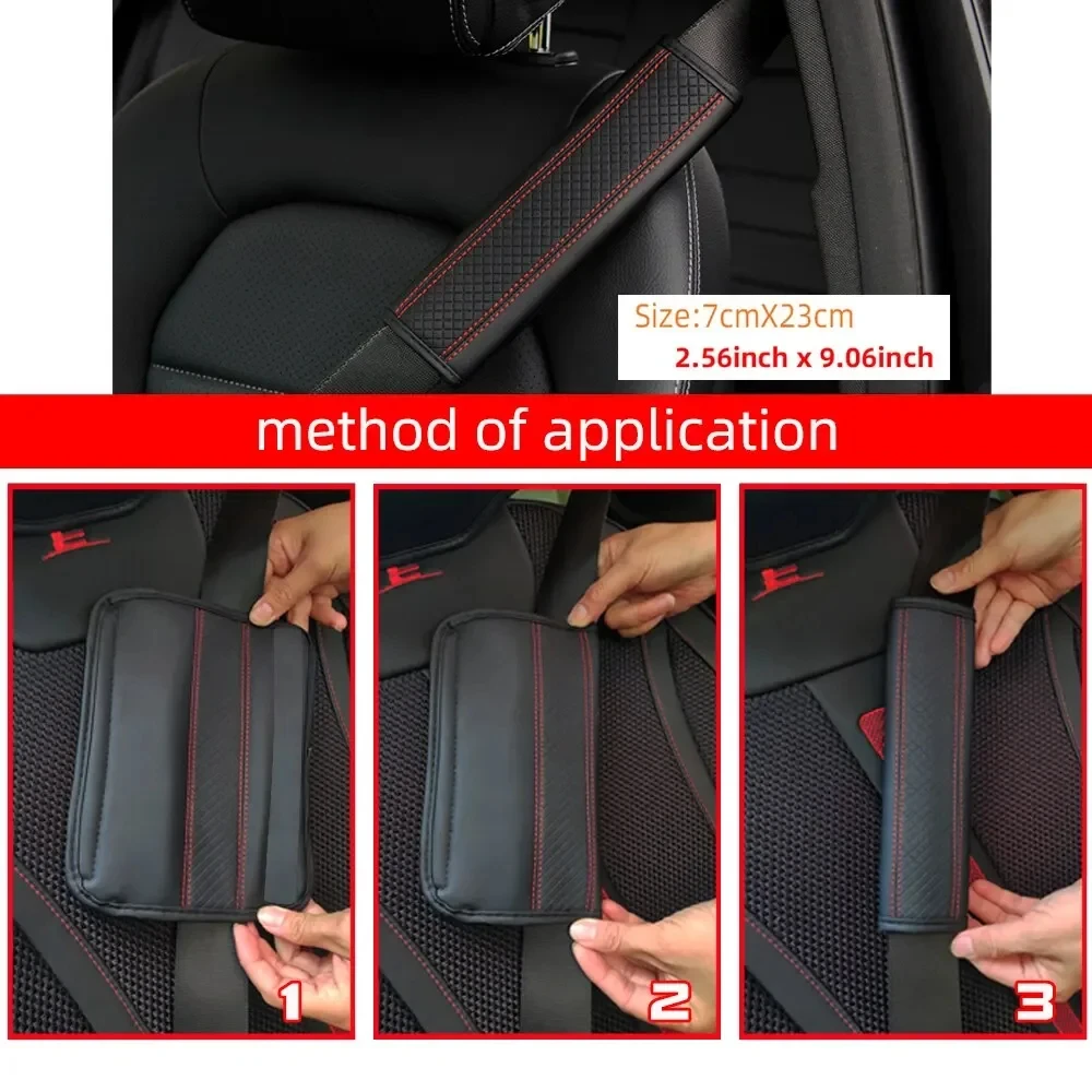 Seat Belt Covers PU Leather Embossed Car Seat Belt Shoulder Cover Pressure Reducing and Comfortable Car Accessories Seat Belt Protective Cover