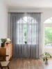 1pc Luxury Tulle For Living Room Embroidery Floral Pattern Faux Pearl Decor Single Panel Sheer Curtain 5