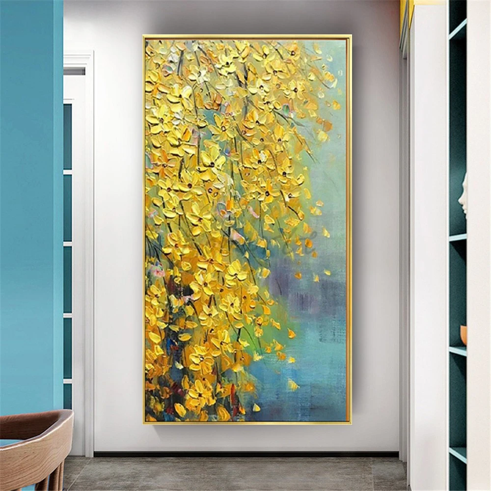 

Abstract Oil Painting Scandinavian Floral Wall Art Picture Modern Canvas Drawing Decor Living Room Handmade Exhibit Pendant Mura