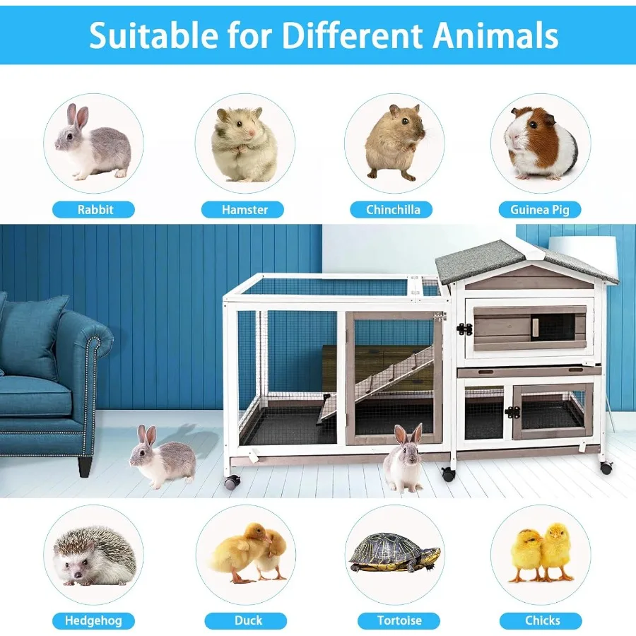 Two Story Bunny Hutch with Wheels 5