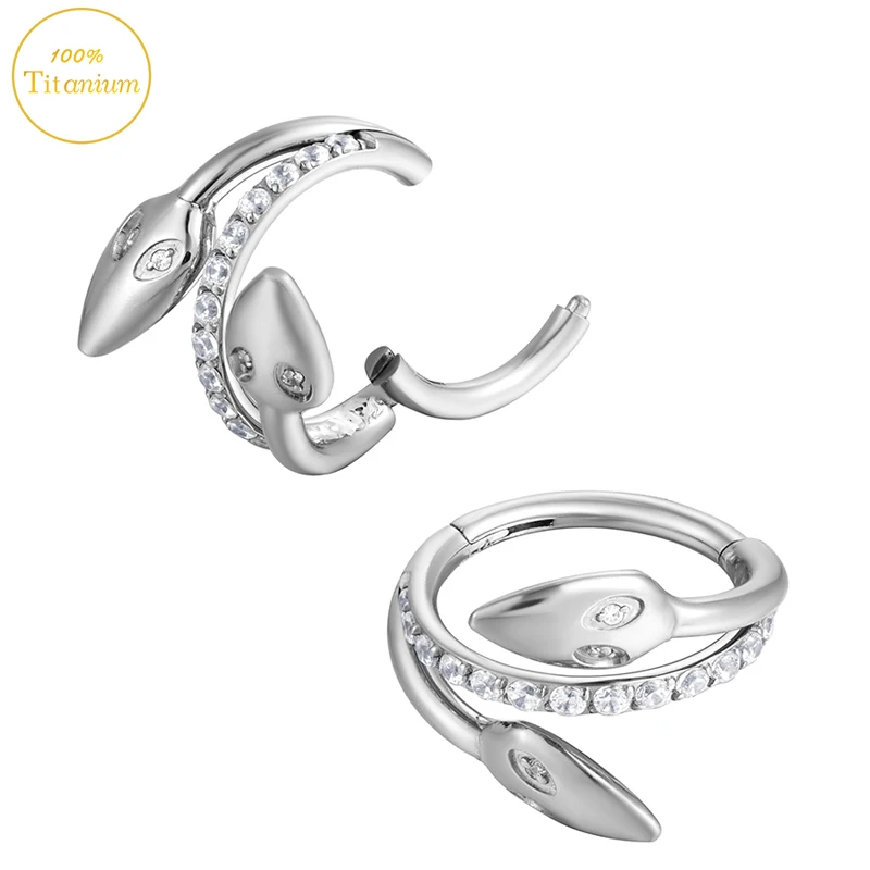 G23 Titanium Septum Piercing Nose Rings Zircon Series Hoop Hight Segment Clicker Earrings Ear Cartilage Helix Piercing Jewelry