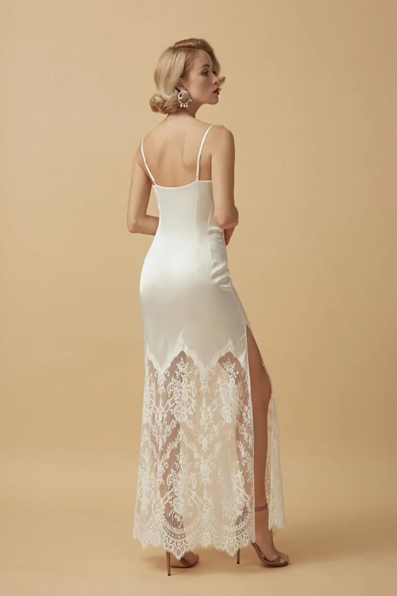 Sexy Lace Women's Nightwear, Elegant Silk Sleeveless Skin-Friendly Dressing Gown, Pajamas, Housecoat, Sleepwear Customized