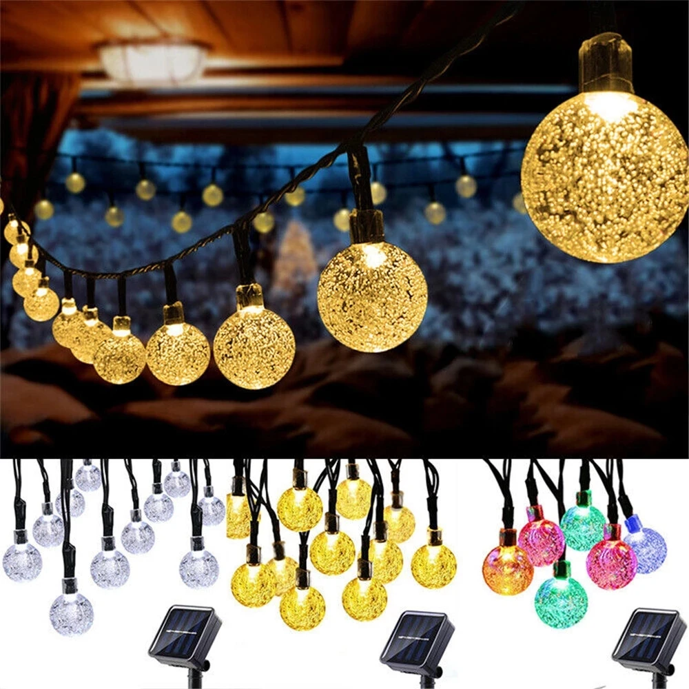 Led Solar Powered Crystal Ball Fairy String Lights 20/30/50/100/200 Led Garden Party Outdoor Lamps