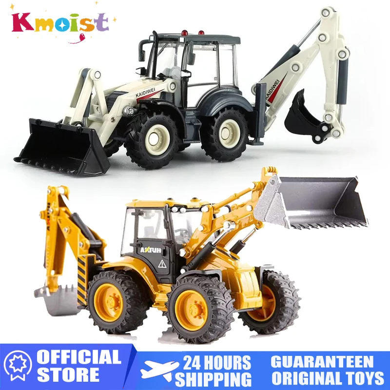 1:50 Diecast Back Hoe Loader 4 Wheel Alloy Excavator Model Engineering Vehicle Construction Tractor Model Toys for Boys Collect