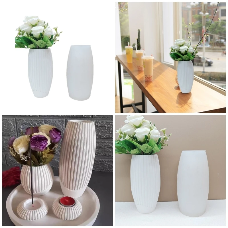 

Silicone Planter Flowerpot Molds Stylish Concrete Mould Simple Hand-Making Supplies for DIY Hand-Making Flowerpot Vase